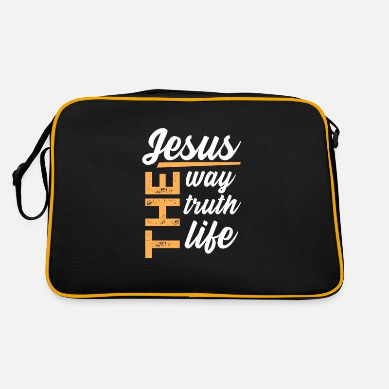 Bibel Bibelvers Christliche Sprüche Jesus Geschenk - Retro Tasche - Schwarz/Gold