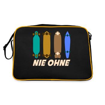 Longboard Longboarding Longboarder - Retro Tasche - Schwarz/Gold - Hinten