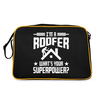 Dachdecker Geschenk Arbeit Handwerker Dachdecker - Retro Tasche - Schwarz/Gold - Hinten