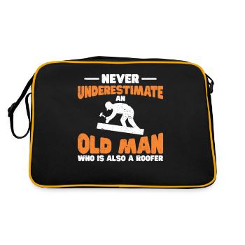 Dachdecker Geschenk Arbeit Handwerker Dachdecker - Retro Tasche - Schwarz/Gold - Hinten