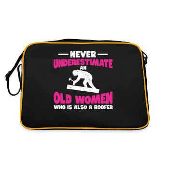 Dachdecker Geschenk Arbeit Handwerker Dachdecker - Retro Tasche - Schwarz/Gold - Hinten
