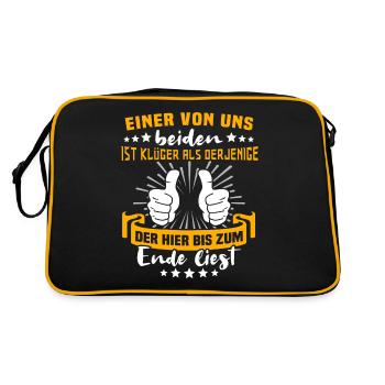 Sprüche Klüger Als Du - Retro Tasche - Schwarz/Gold - Hinten
