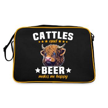 Highland Cattle Beer Highland Cow - Retro Bag - black/gold - Back