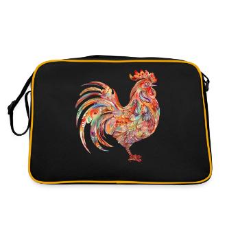 Vibrant Floral Colorful Rooster - Retro Bag - black/gold - Back