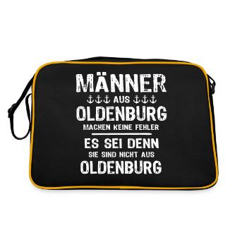 Oldenburg Sprüche Oldenburger Spruch - Retro Tasche - Schwarz/Gold - Hinten