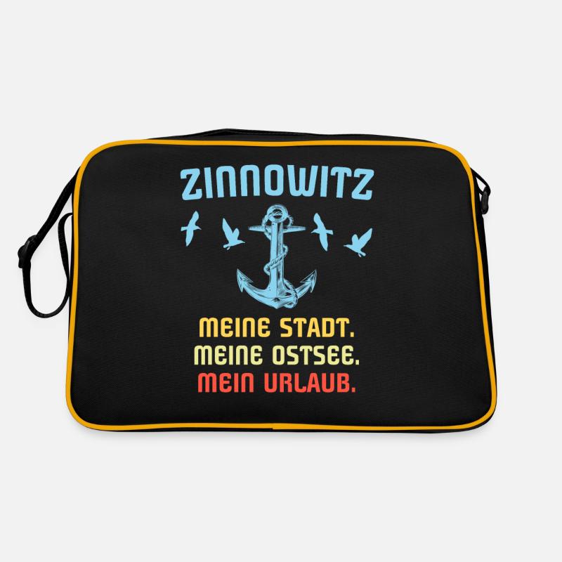 Zinnowitz Sprüche Zinnowitzer Spruch - Retro Tasche - Schwarz/Gold