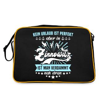 Zinnowitz Sprüche Zinnowitzer - Retro Tasche - Schwarz/Gold - Hinten