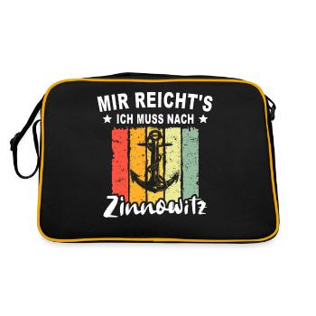 Zinnowitz Sprüche Zinnowitzer Spruch - Retro Tasche - Schwarz/Gold - Hinten