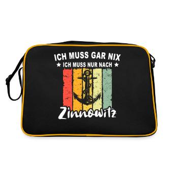 Zinnowitz Sprüche Zinnowitzer - Retro Tasche - Schwarz/Gold - Hinten