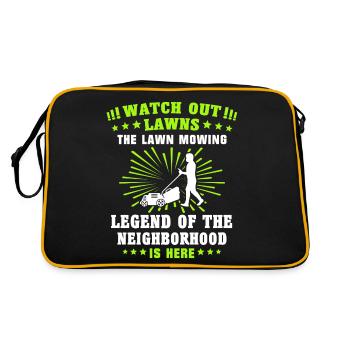 Lawn mower legend lawn mowing - Retro Bag - black/gold - Back