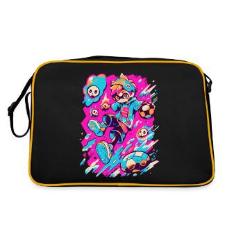 Intriguing street art gaming soccer player - Retro Bag - black/gold - Back