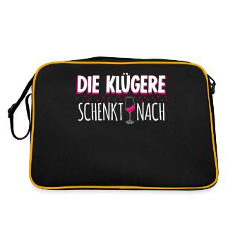 Wein Rotwein Weißwein Weinliebhaber - Retro Tasche - Schwarz/Gold - Hinten
