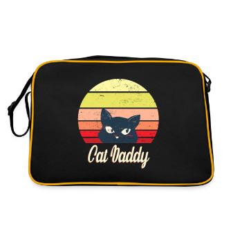 Retro Katzenvater Idee für Katzen Papa - Retro Tasche - Schwarz/Gold - Hinten