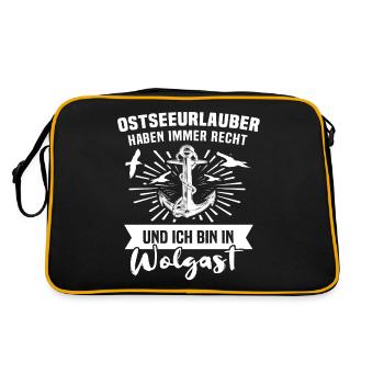 Wolgast Sprüche Wolgaster Spruch - Retro Tasche - Schwarz/Gold - Hinten