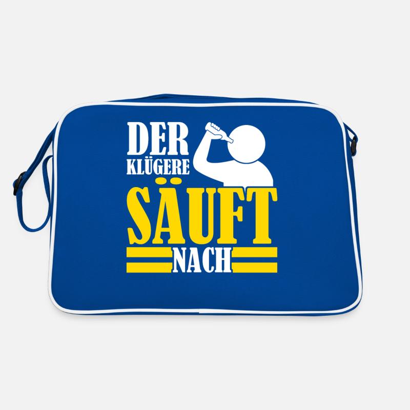 Bier Alkohol Der Klügere säuft nach Retro Tasche