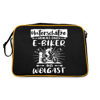 Wolgast Ebike Wolgaster Ebiker - Retro Tasche - Schwarz/Gold - Hinten