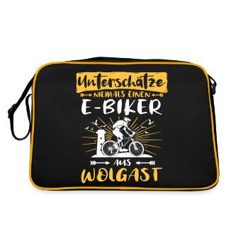 Ebike Wolgast Ebiking Wolgaster E-Biker - Retro Tasche - Schwarz/Gold - Hinten