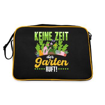 Keine Zeit, der Garten ruft! - Retro Tasche - Schwarz/Gold - Hinten
