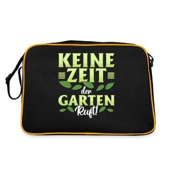 Keine Zeit, der Garten ruft! - Retro Tasche - Schwarz/Gold - Hinten