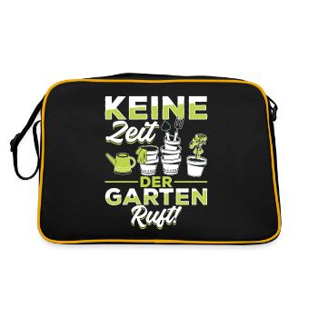 Keine Zeit, der Garten ruft! - Retro Tasche - Schwarz/Gold - Hinten