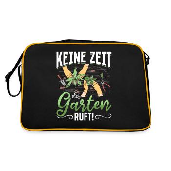 Keine Zeit, der Garten ruft! - Retro Tasche - Schwarz/Gold - Hinten