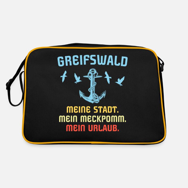 Greifswald Sprüche Greifswalder Spruch - Retro Tasche - Schwarz/Gold