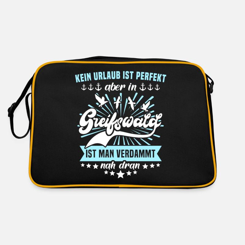 Greifswald Sprüche Greifswalder Spruch - Retro Tasche - Schwarz/Gold