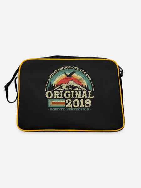 Cadeau Anniversaire 2019 - Joyeux 4e anniversaire! - Sac Retro - noir/or - Dos