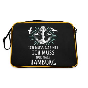 Hamburg - Retro Tasche - Schwarz/Gold - Hinten