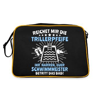 Schwimmmeister Bademeister - Retro Tasche - Schwarz/Gold - Hinten
