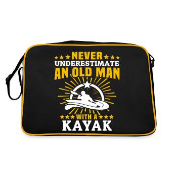 Kayaking Mann Unterschätze Kayakfahrer - Retro Tasche - Schwarz/Gold - Hinten