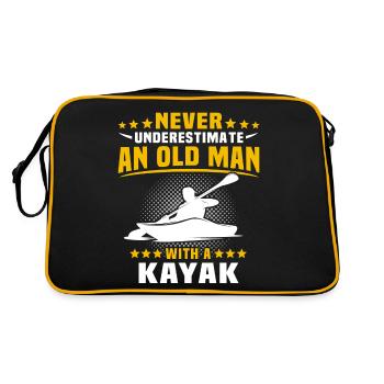 Kayaking Unterschätze Kayakfahrer - Retro Tasche - Schwarz/Gold - Hinten