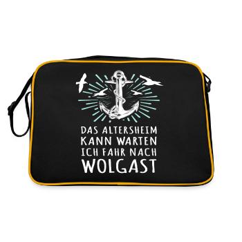 Wolgast Sprüche Wolgaster Spruch - Retro Tasche - Schwarz/Gold - Hinten