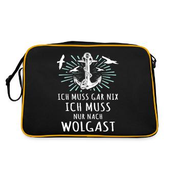 Wolgast Sprüche Wolgaster Spruch - Retro Tasche - Schwarz/Gold - Hinten