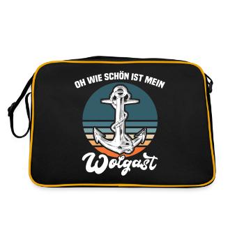 Wolgast Sprüche Wolgaster Spruch - Retro Tasche - Schwarz/Gold - Hinten