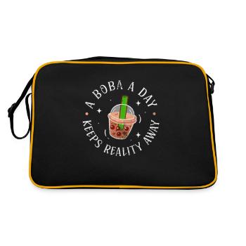 Bubble Tea Boba Tea Kawaii Cadeau - Sac Retro - noir/or - Dos