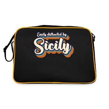 Sizilien Retro Italien Sicilia - Retro Tasche - Schwarz/Gold - Hinten
