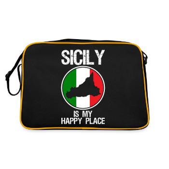 Sizilien Italien Flagge Sicilia - Retro Tasche - Schwarz/Gold - Hinten