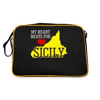Sizilien Urlaub - Retro Tasche - Schwarz/Gold - Hinten