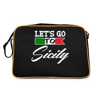 Sizilien Insel Italien Urlaub - Retro Tasche - Schwarz/Gold - Hinten
