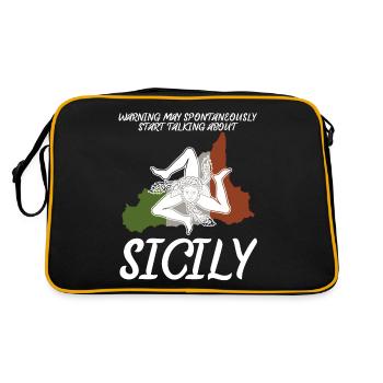 Sizilien Italien Italienische Flagge - Retro Tasche - Schwarz/Gold - Hinten