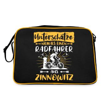 Zinnowitz Fahrradfahrer Zinnowitzer - Retro Tasche - Schwarz/Gold - Hinten