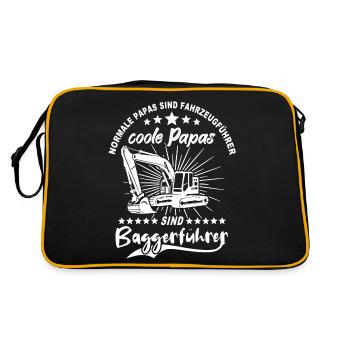 Baggerfuehrer Papa Baggerfahrer Vater - Retro Tasche - Schwarz/Gold - Hinten