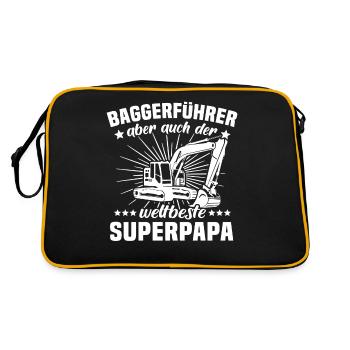 Baggerfuehrer Papa Baggerfahrer Vatertag - Retro Tasche - Schwarz/Gold - Hinten
