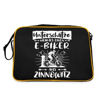Zinnowitz Ebike Zinnowitzer Ebiker - Retro Tasche - Schwarz/Gold - Hinten
