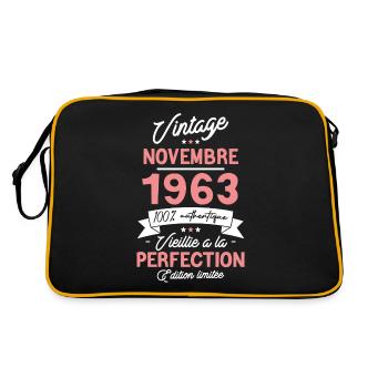 Geburtstagsgeschenk November 1963 60 Jahre - Retro Tasche - Schwarz/Gold - Hinten