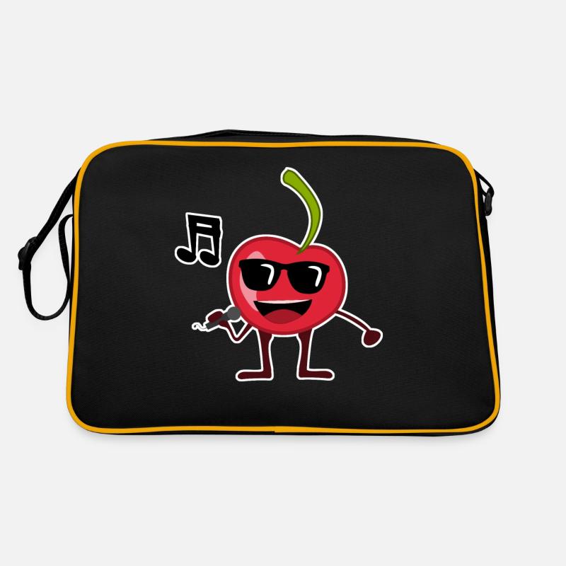 Kirsche singt Musik Kirschen Retro Tasche