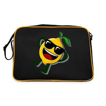 Zitrone entspannte Zitronen - Retro Tasche - Schwarz/Gold - Hinten