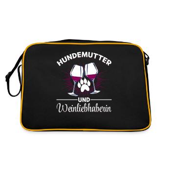 Dog mother and wine lover - Retro Bag - black/gold - Back