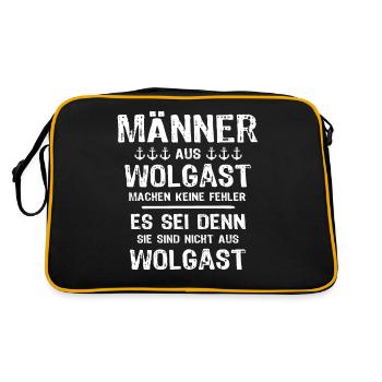 Wolgast Sprüche Wolgaster Spruch - Retro Tasche - Schwarz/Gold - Hinten